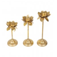 Three Layer Lotus With 4 Red Glass Votive Tea..